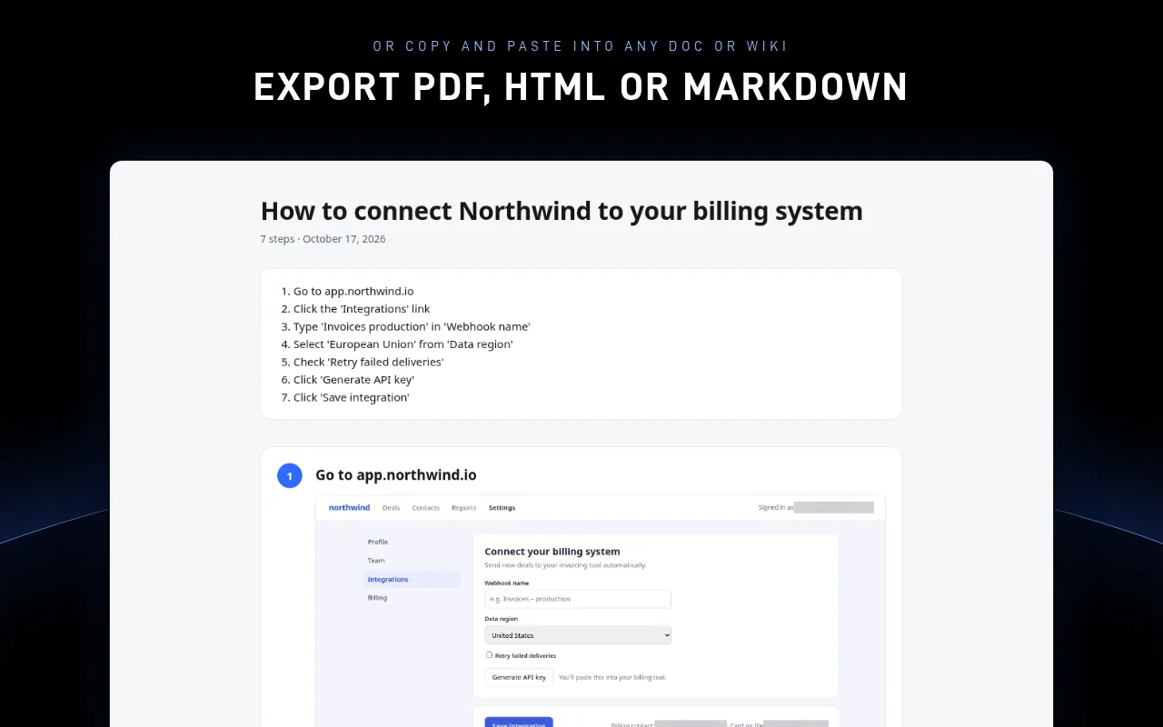 Stepline guide exported as a clean HTML page with a numbered list of steps